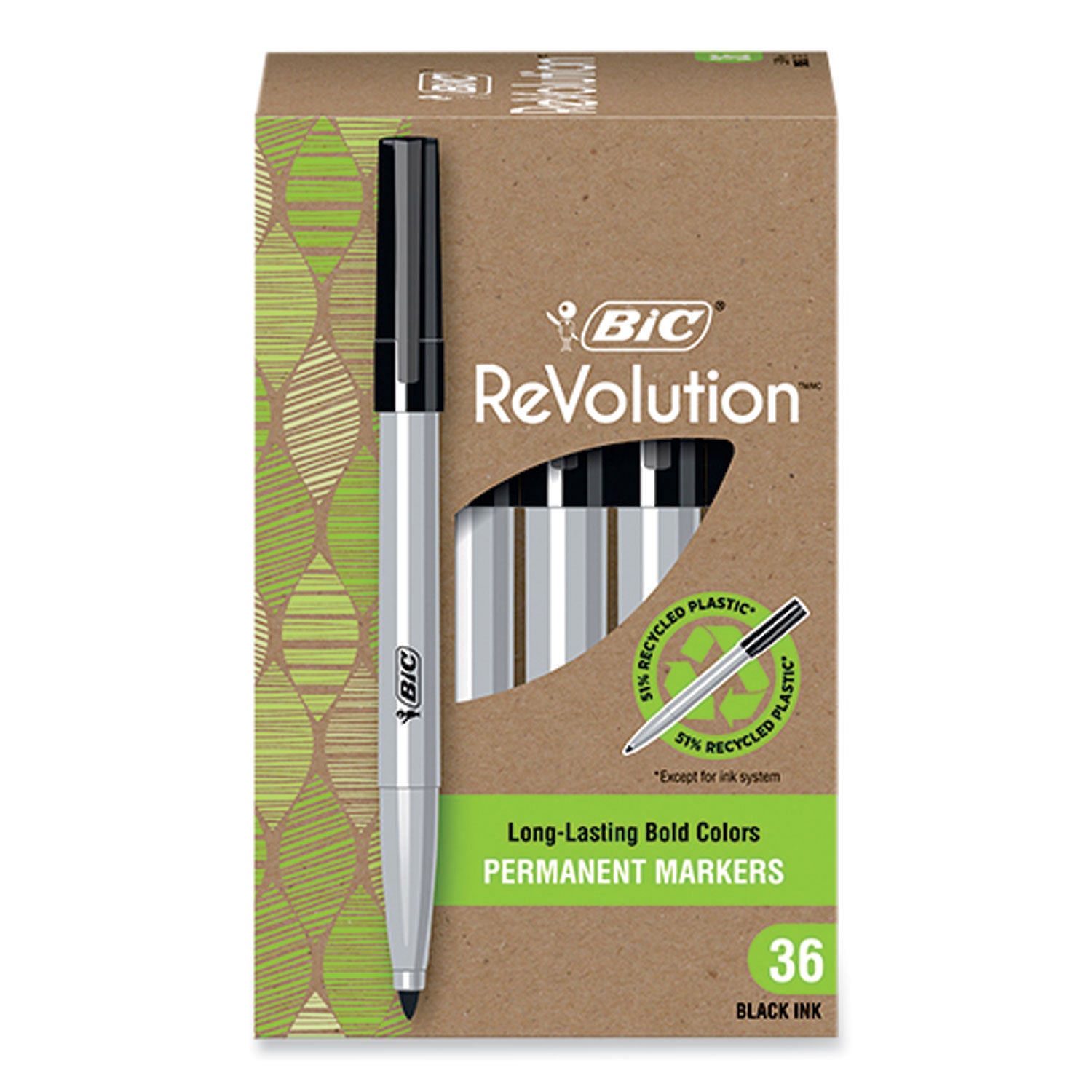 ReVolution Permanent Markers, Fine Bullet Tip, Black, 36/Pack