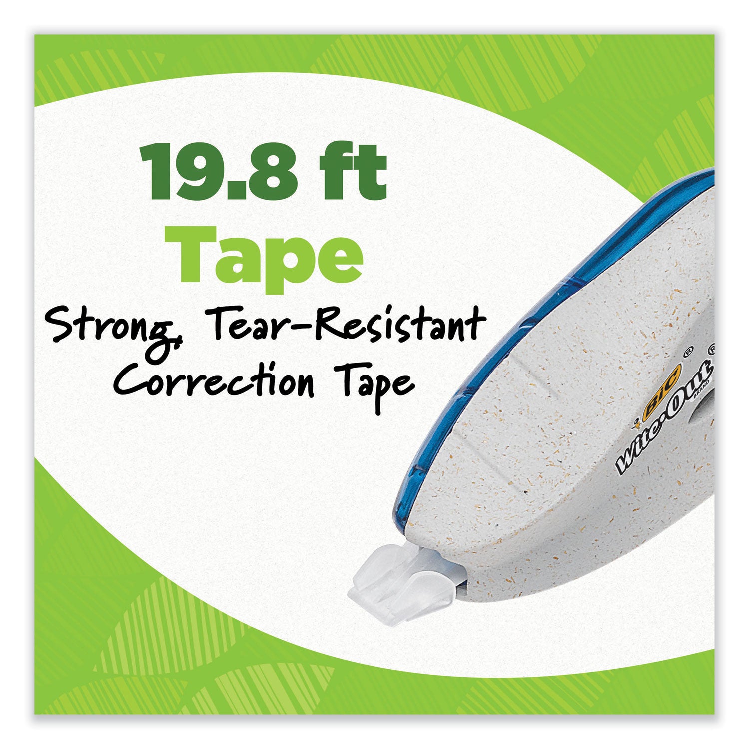 BIC® Wite-Out Brand Ecolutions Correction Tape, Non-Refillable, White,  0.2" x 19.8 ft, 2/Pack