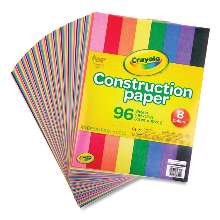 Crayola® Construction Paper, 9 x 12, Assorted Colors, 96 Sheets/Pack