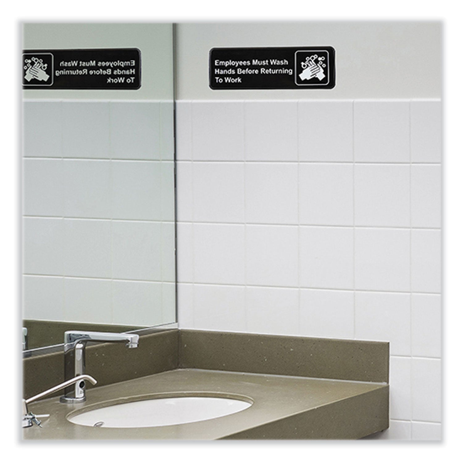 Excello Global Products® Indoor/Outdoor Restroom with Braille Text, 6" x 9", Black Face, White Graphics, 3/Pack