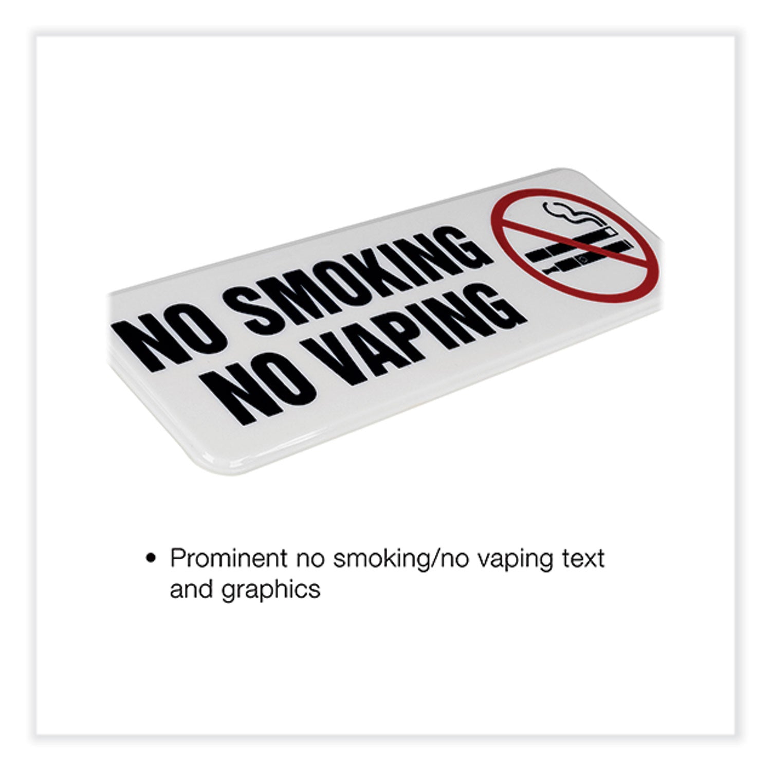 Excello Global Products® No Smoking No Vaping Indoor/Outdoor Wall Sign, 9" x 3", Black Face, Black/Red Graphics, 4/Pack