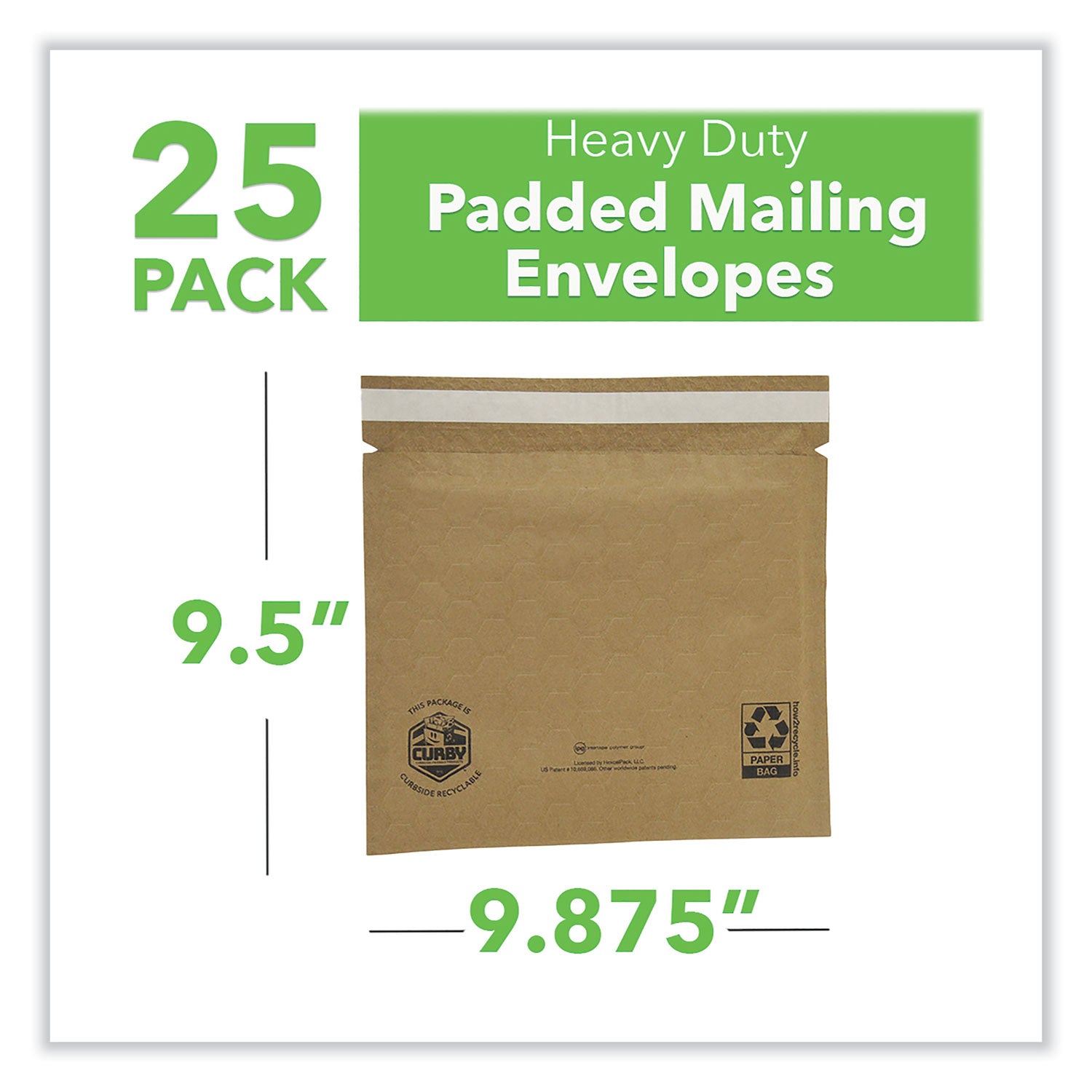 ipg® Curby Mailer Self-Sealing Recyclable Mailer, Paper Padding, Self-Adhesive, #2, 11.38 x 9.5, 30/Carton