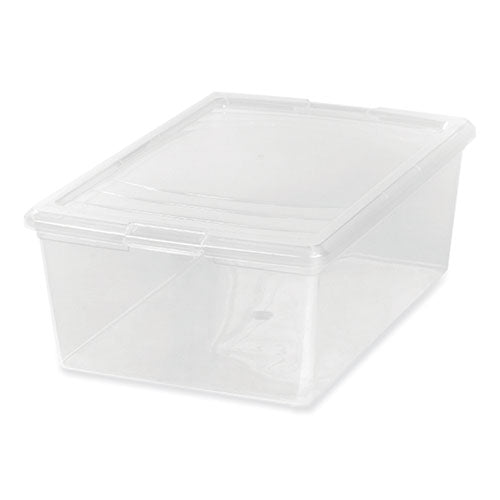 IRIS 13.5 Qt. Lift-Off Lid Storage Tote, 10.6" x 16.1" x 5.9", Clear/Gray