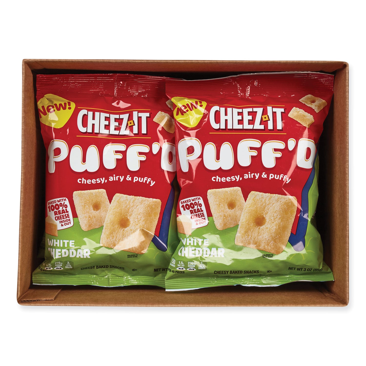 Cheez-It® Puff'd Crackers, White Cheddar, 3 oz Bag, 6/Carton