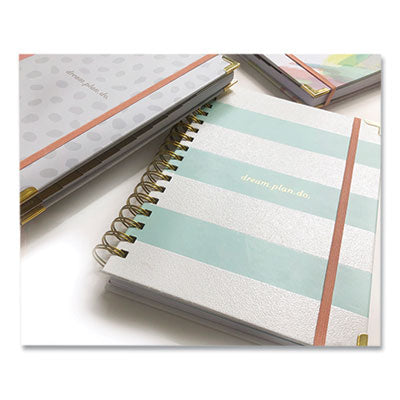 Lake + Loft dream.plan.do. Weekly/Monthly Planner, Gold Stripe Artwork, 9.25 x 6.5, White/Gold Cover, 12-Month: Undated - Flipcost