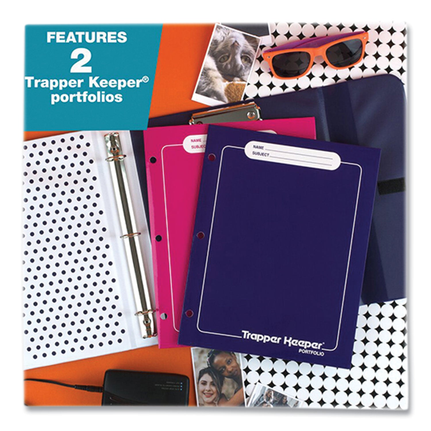 Mead® Trapper Keeper 3-Ring Pocket Binder, 1" Capacity, 11.25 x 12.19, Animal