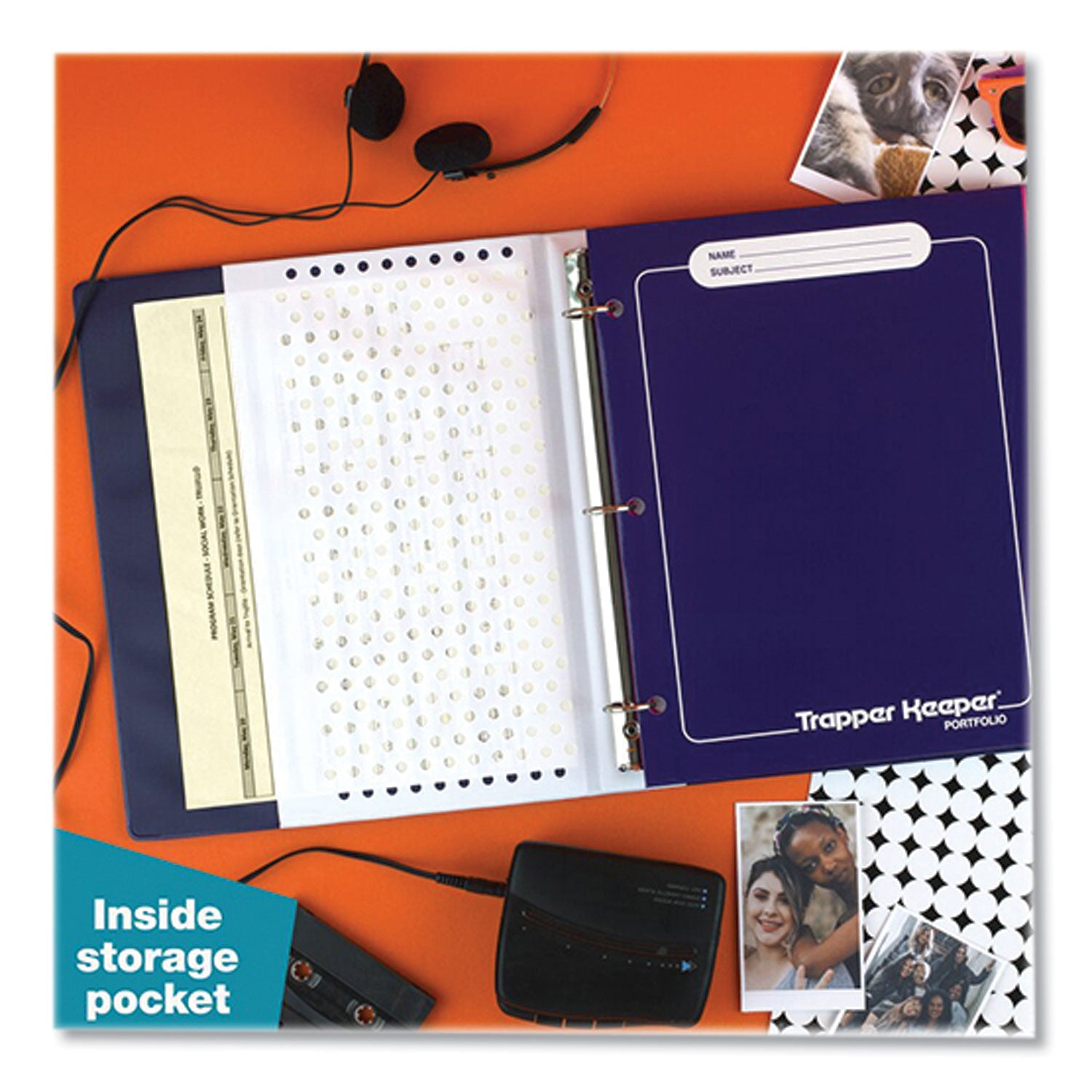 Mead® Trapper Keeper 3-Ring Pocket Binder, 1" Capacity, 11.25 x 12.19, Animal