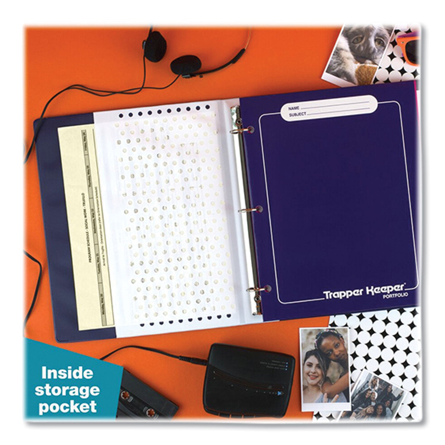 Mead® Trapper Keeper 3-Ring Pocket Binder, 1" Capacity, 11.25 x 12.19, Animal