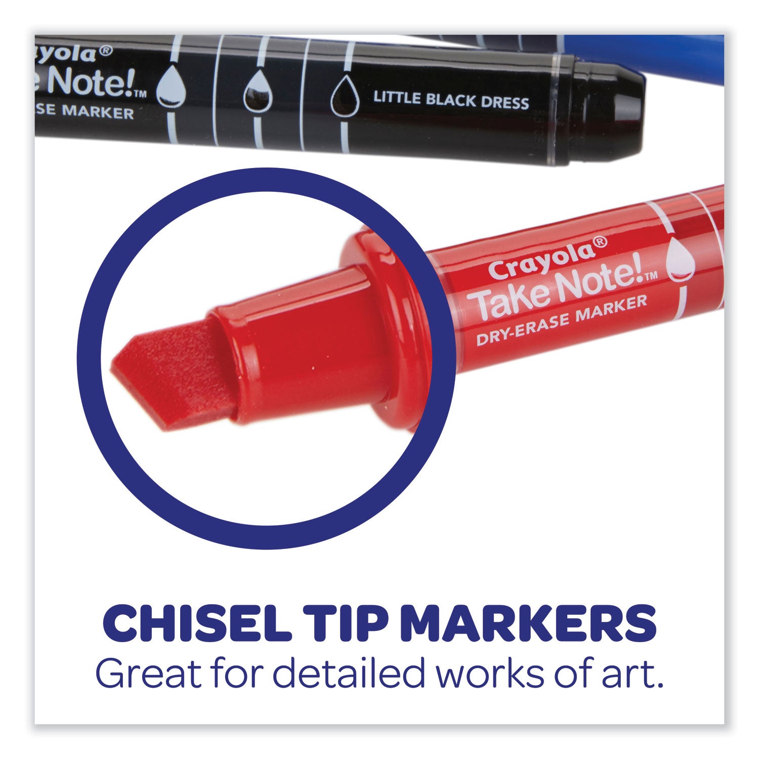 Crayola® Take Note Dry-Erase Markers, Broad, Chisel Tip, Assorted, 12/Pack