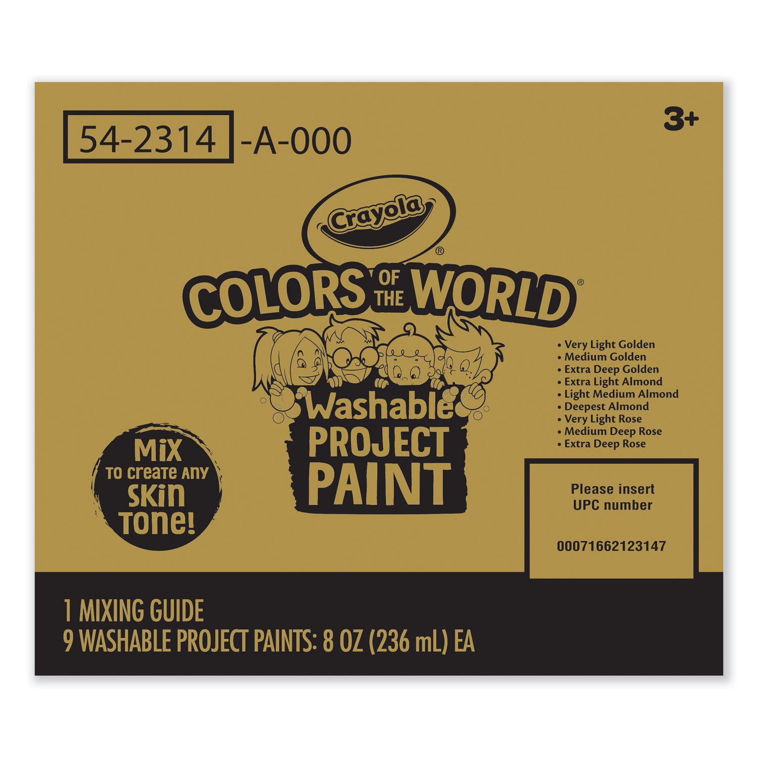 Colors of the World Washable Paint, 9 Assorted Colors, 8 oz Bottles, 9/Pack