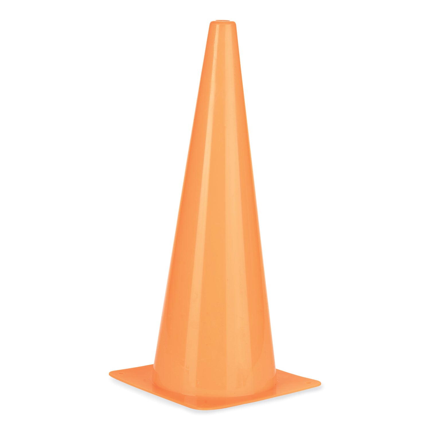 High-Visibility Plastic Cones, 18" Tall, Florescent Orange, 8" x 8" Base