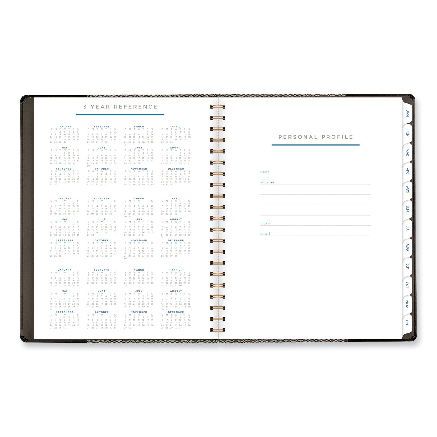 AT-A-GLANCE® Signature Collection Black/Gray Felt Weekly/Monthly Planner, 11.25 x 9.5, Black/Gray Cover, 13-Month: Jan 2025 to Jan 2026