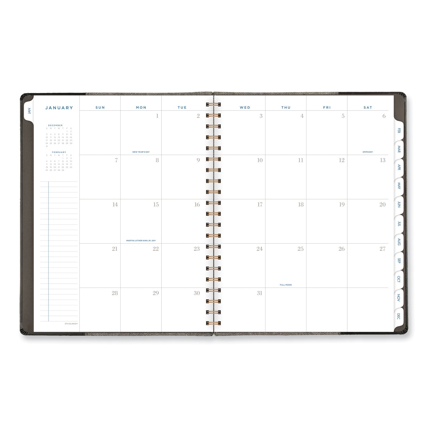 AT-A-GLANCE® Signature Collection Black/Gray Felt Weekly/Monthly Planner, 11.25 x 9.5, Black/Gray Cover, 13-Month: Jan 2025 to Jan 2026