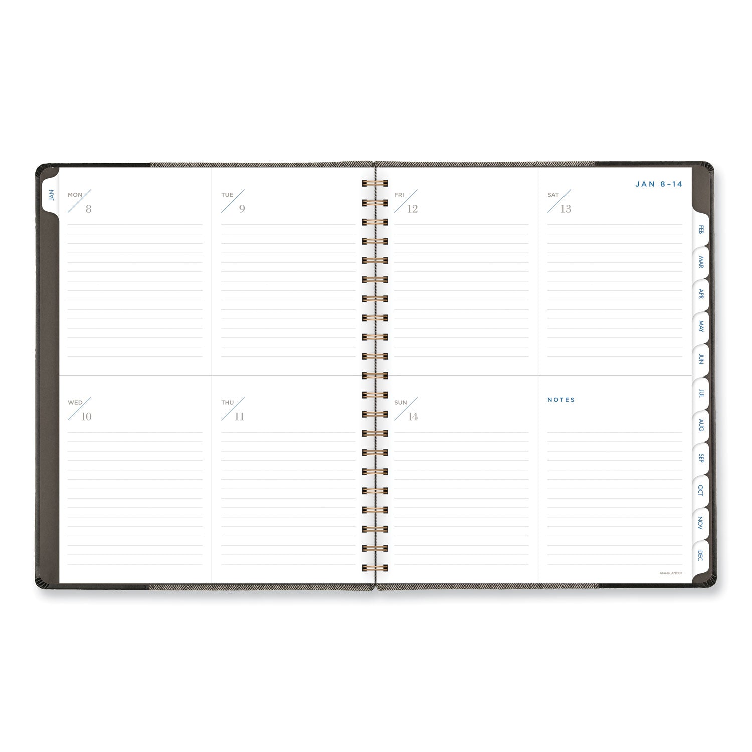 AT-A-GLANCE® Signature Collection Black/Gray Felt Weekly/Monthly Planner, 11.25 x 9.5, Black/Gray Cover, 13-Month: Jan 2025 to Jan 2026