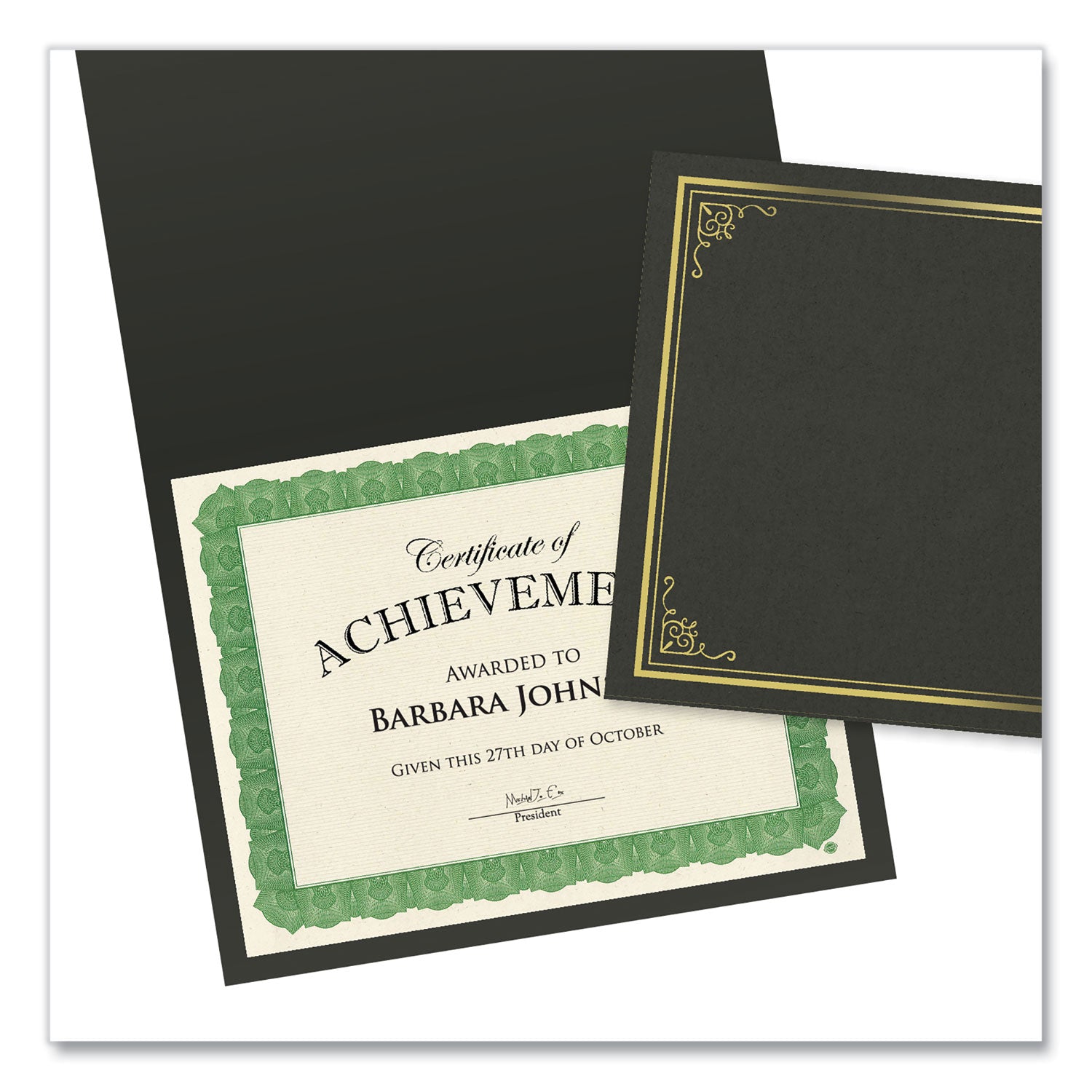 Geographics® Award Certificates, 8.5 x 11, Natural with Green Braided Border, 15/Pack