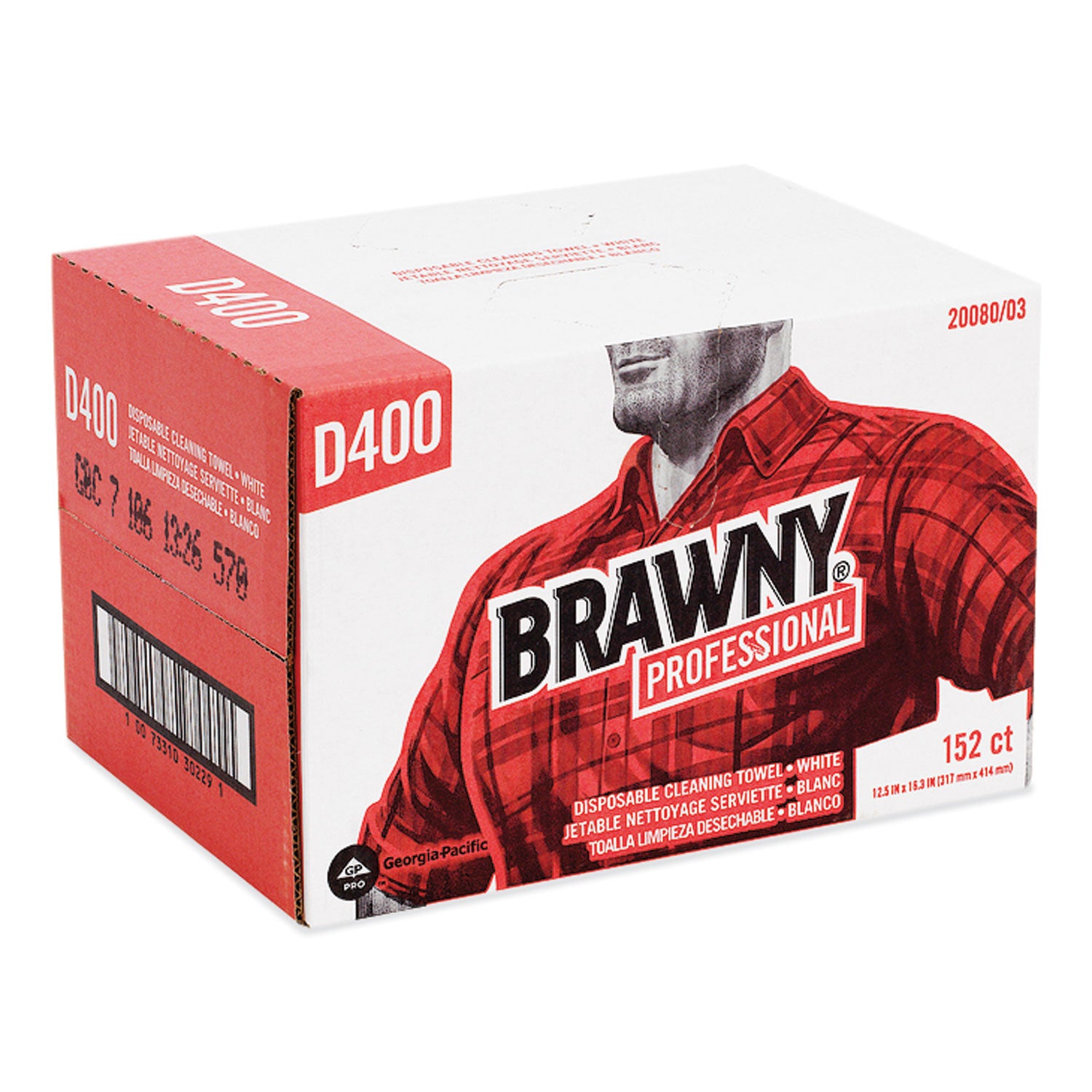 Brawny® Professional Premium DRC Wipers, Paper, 1-Ply, 12.5 x 16.75, White, 152/Box