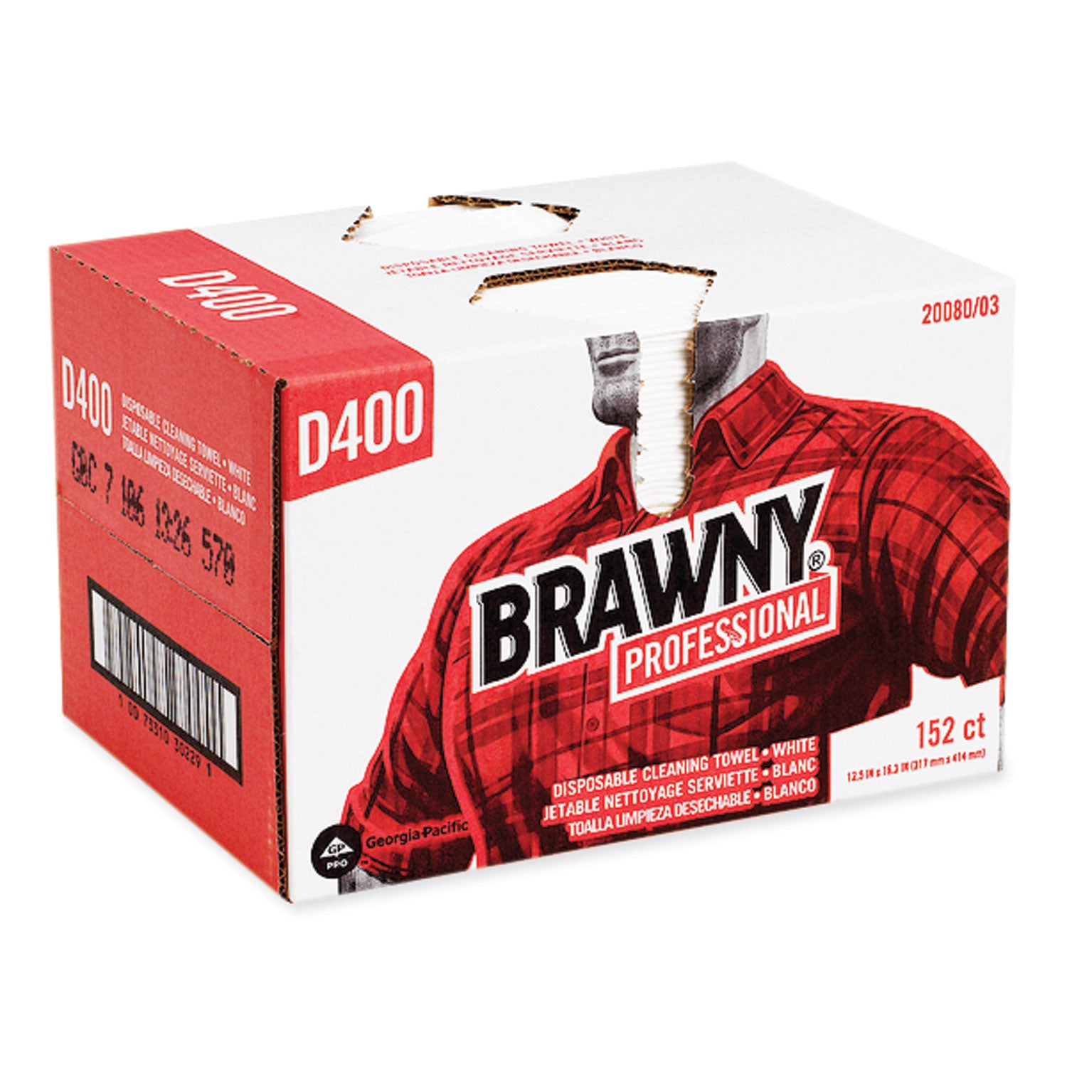 Brawny® Professional Premium DRC Wipers, Paper, 1-Ply, 12.5 x 16.75, White, 152/Box