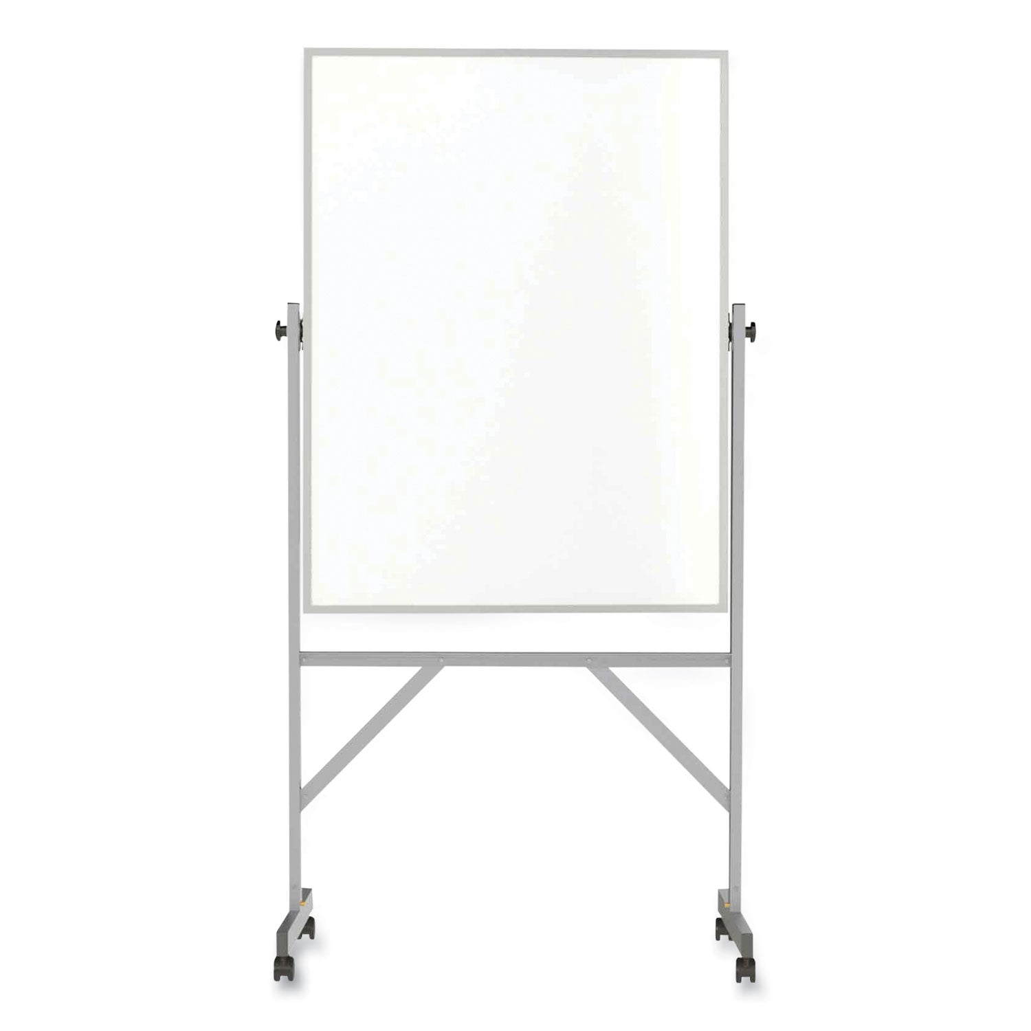 Reversible Magnetic Porcelain Whiteboard with Satin Aluminum Frame and Stand, 36 x 48, White Surface