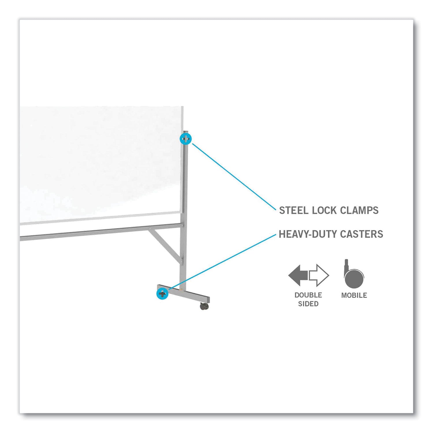 Ghent Reversible Magnetic Porcelain Whiteboard with Satin Aluminum Frame and Stand, 36 x 48, White Surface