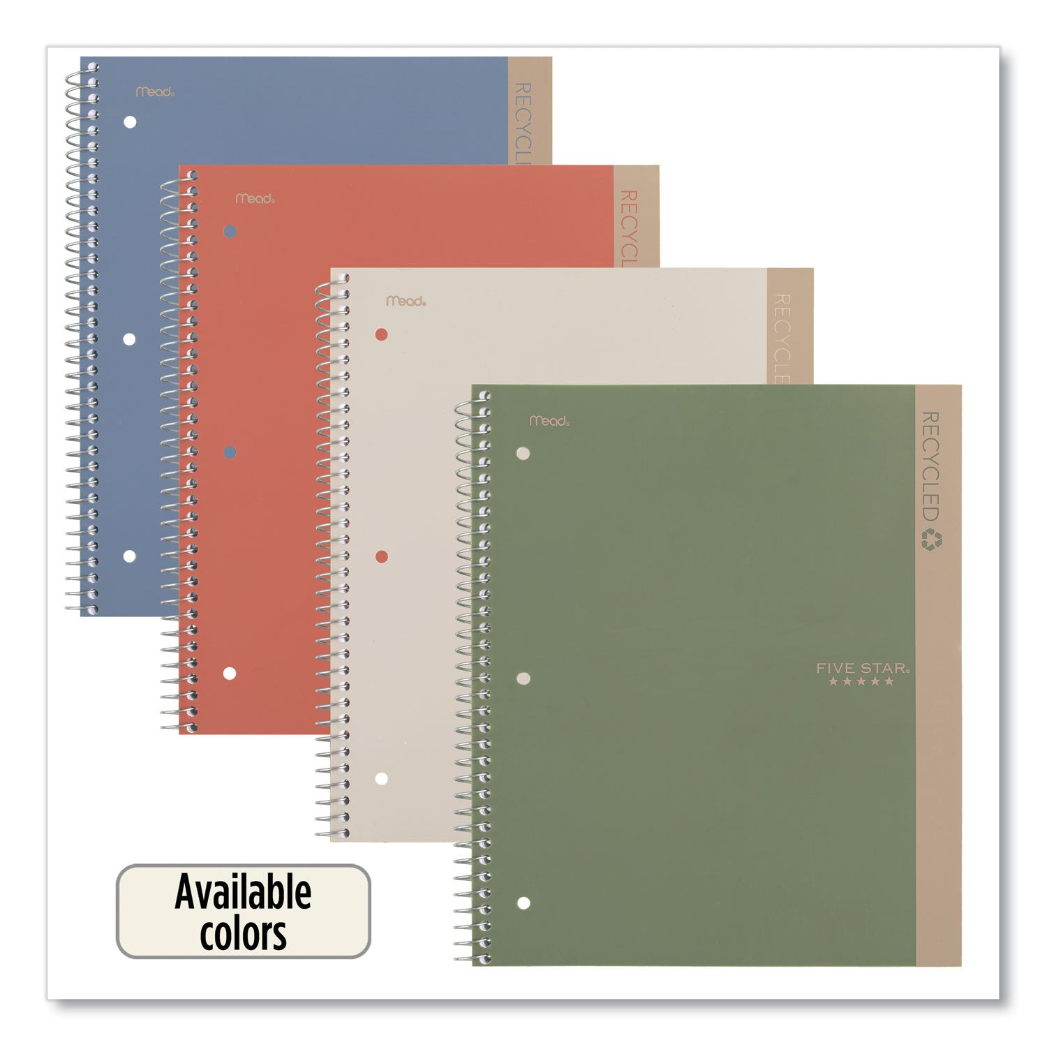 Five Star® Recycled Notebook, 1 Subject, Medium/College Rule, Randomly Assorted Cover, 11 x 8.5 Sheets