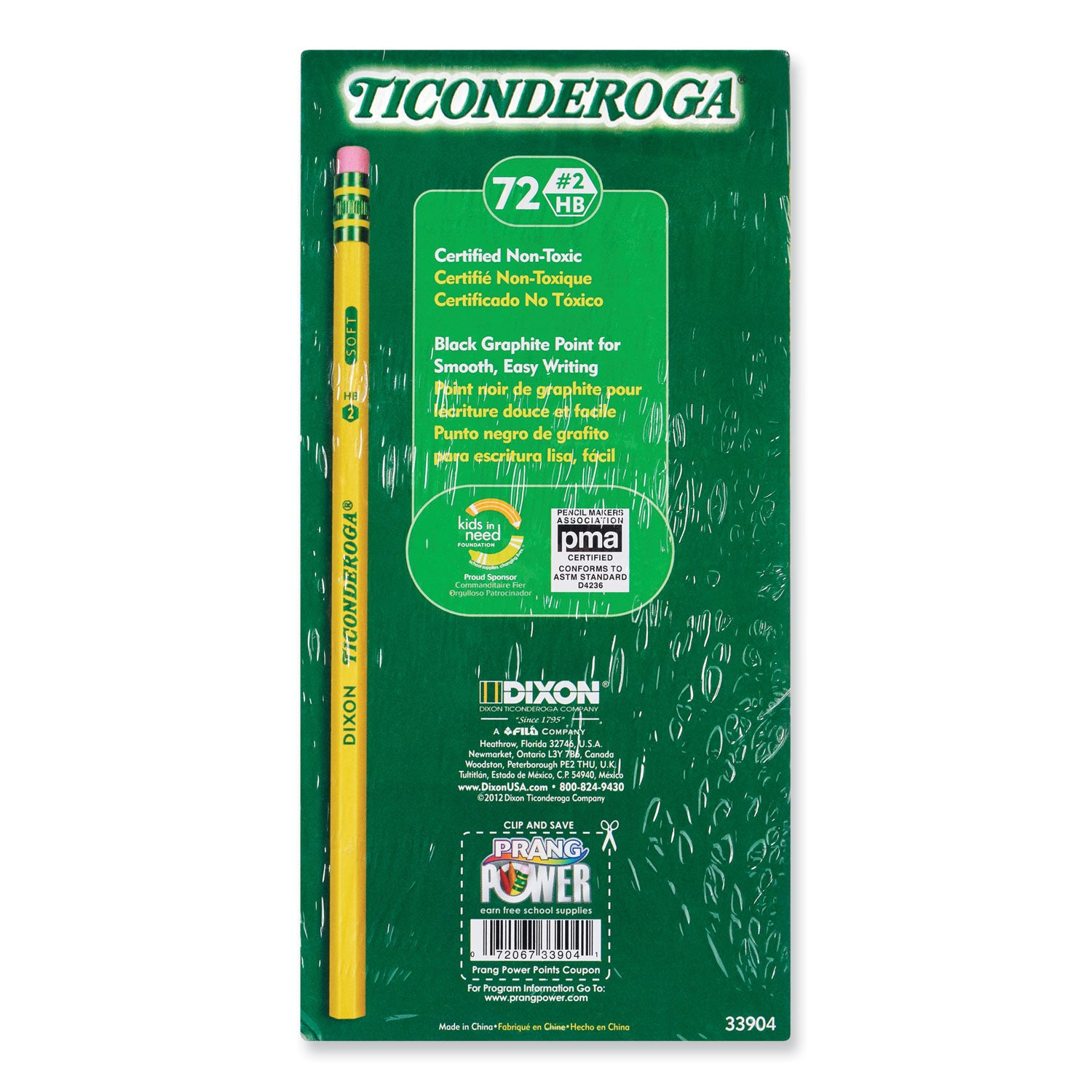 Ticonderoga® Pencils, HB (#2), Black Lead, Yellow Barrel, 72/Pack