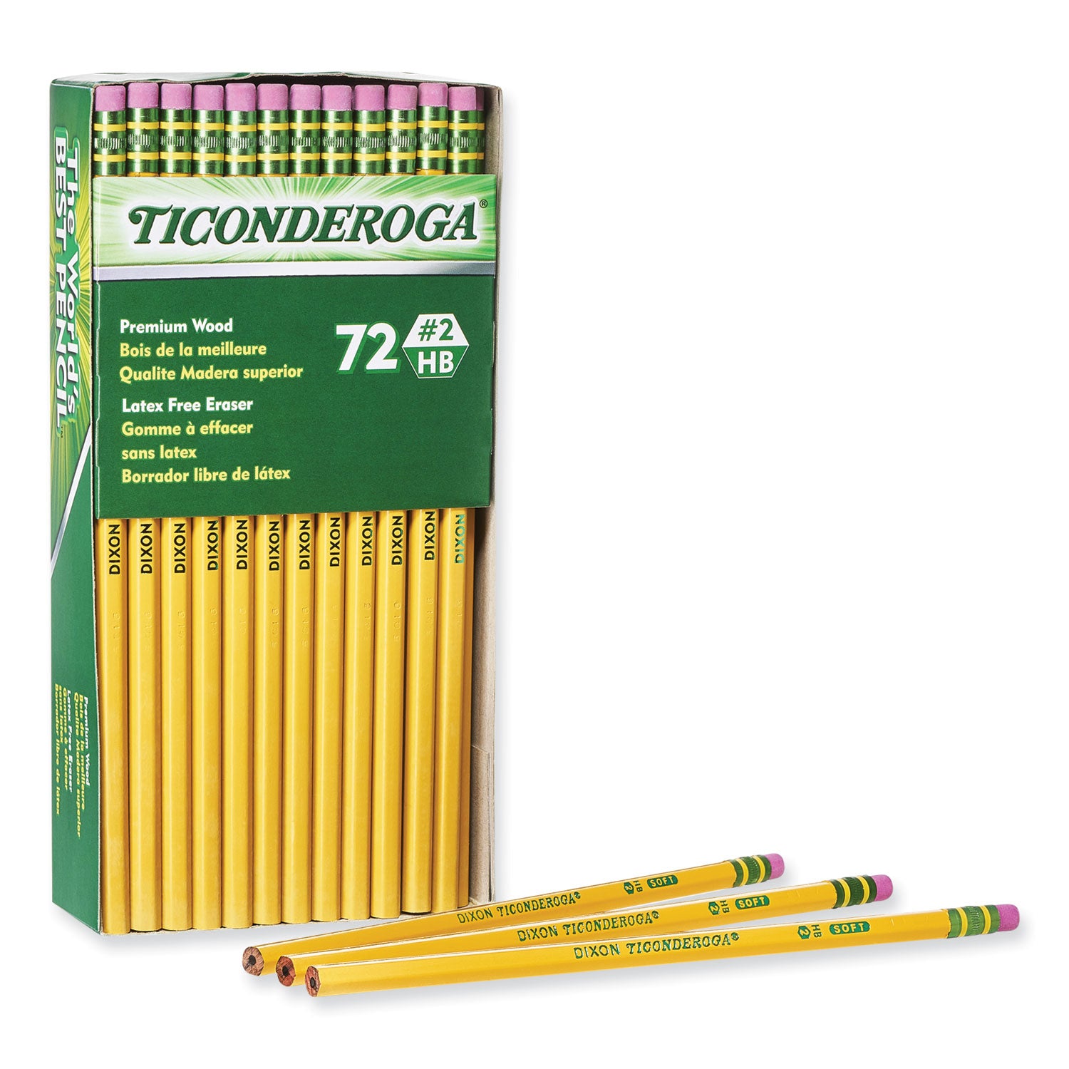 Ticonderoga® Pencils, HB (#2), Black Lead, Yellow Barrel, 72/Pack