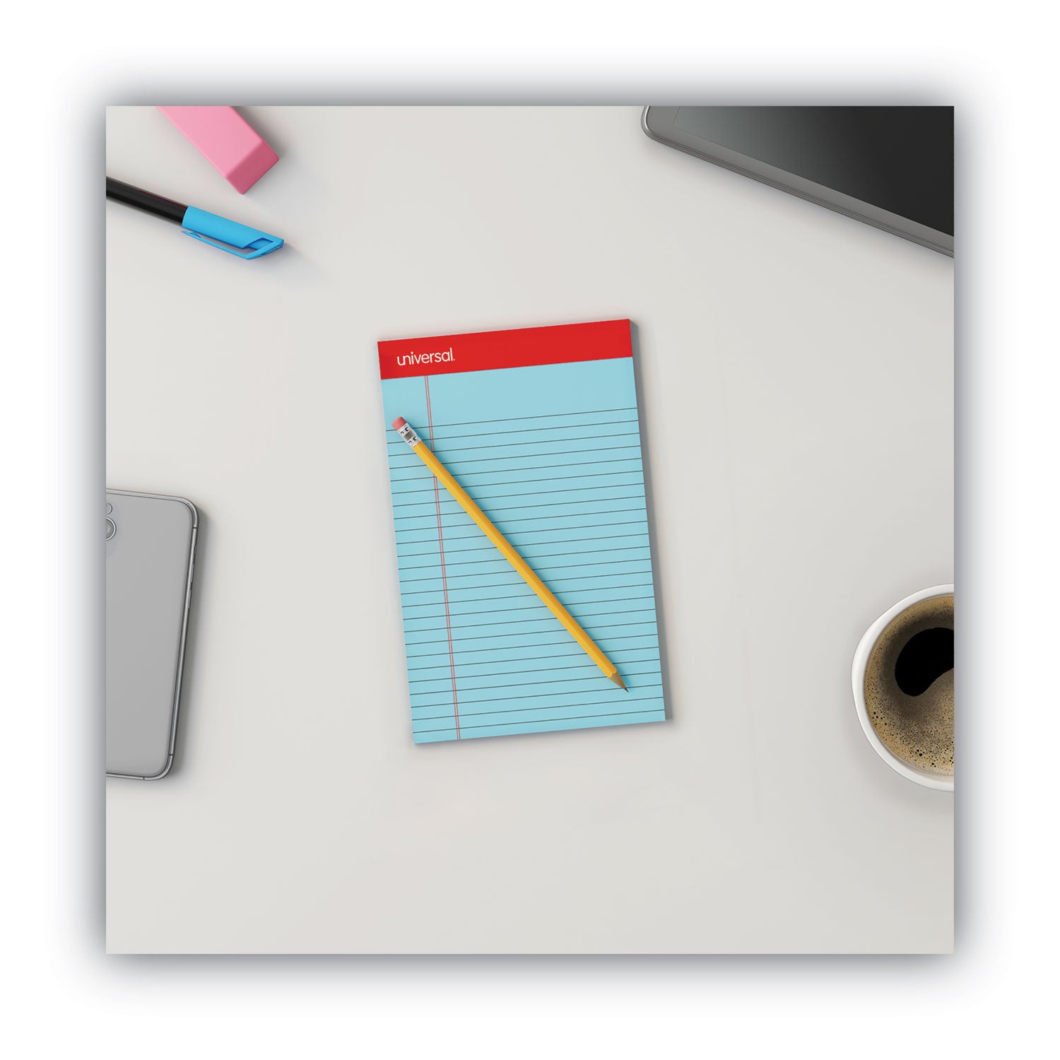 Perforated Ruled Writing Pads, Narrow Rule, Red Headband, 50 Assorted Pastels 5 x 8 Sheets, 6/Pack Universal® Flipcost