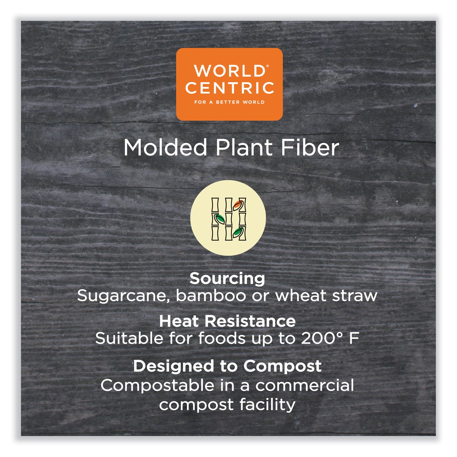 World Centric® Fiber Hinged Containers, 3-Compartment, 9.3 x 9 x 3.3, Natural, Paper, 300/Carton