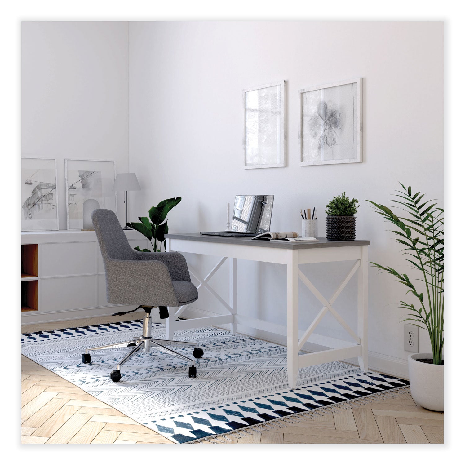 Workspace by Alera® Mid-Century Task Chair, Supports Up to 275 lb, 18.9" to 22.24" Seat Height, Gray Seat, Gray Back