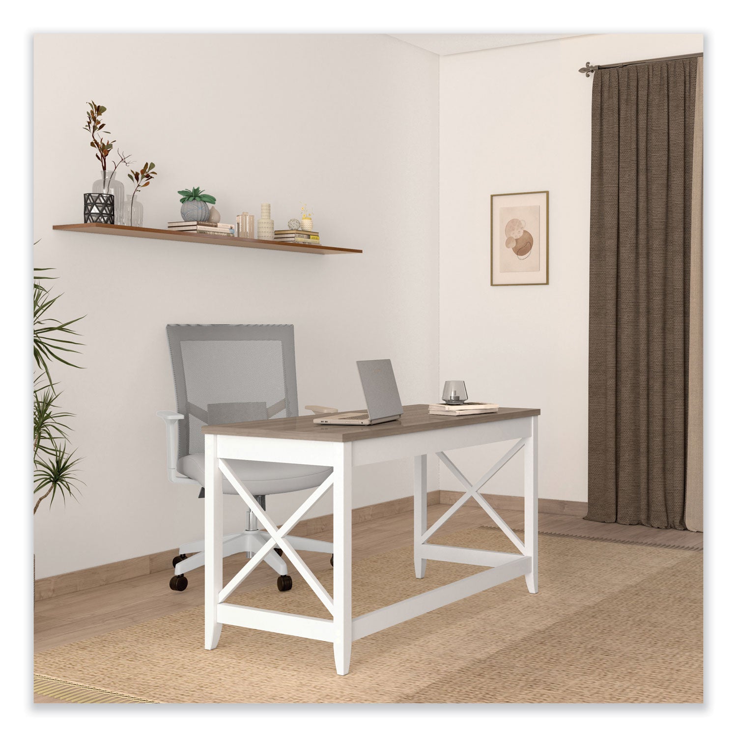 Workspace by Alera® Farmhouse Writing Desk, 47.24" x 23.62" x 29.53", Gray