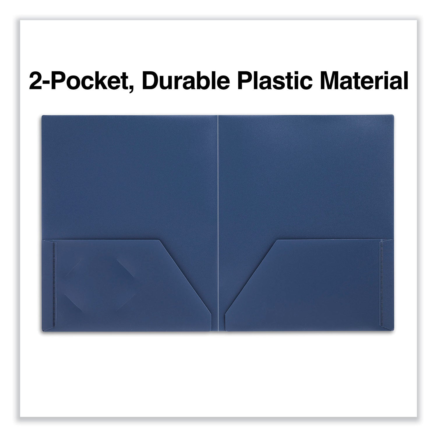 Universal® Two-Pocket Plastic Folders, 100-Sheet Capacity, 11 x 8.5, Navy Blue, 10/Pack