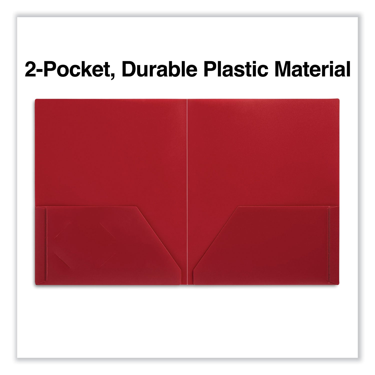 Universal® Two-Pocket Plastic Folders, 100-Sheet Capacity, 11 x 8.5, Red, 10/Pack