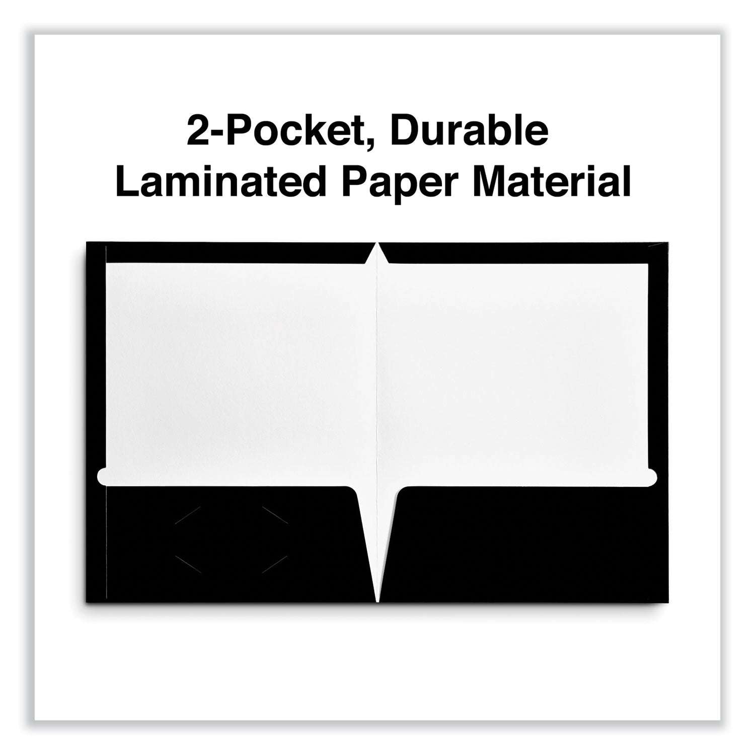 Universal® Laminated Two-Pocket Folder, Cardboard Paper, 100-Sheet Capacity, 11 x 8.5, Black, 25/Box