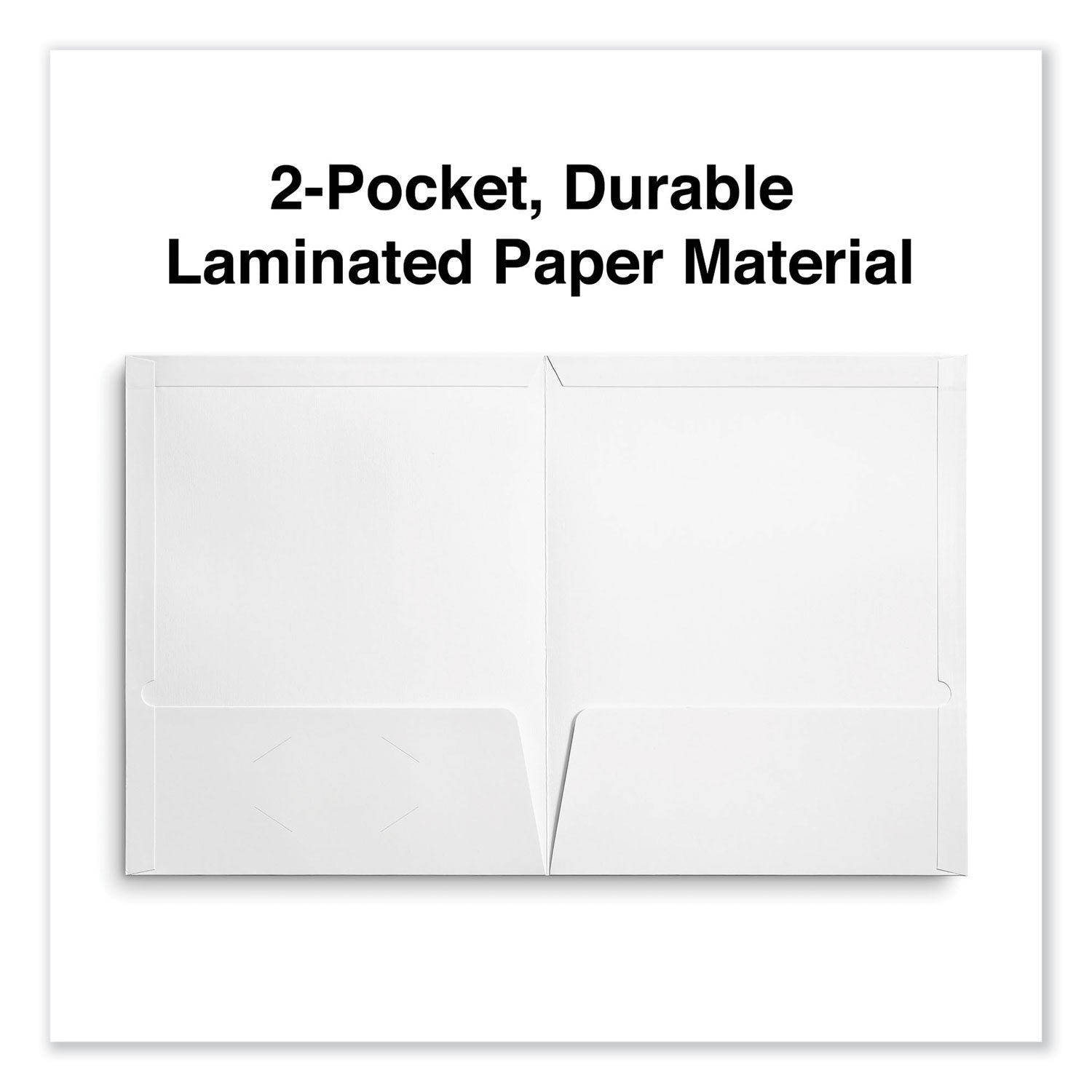 Universal® Laminated Two-Pocket Portfolios, Cardboard Paper, 100-Sheet Capacity, 11 x 8.5, White, 25/Box