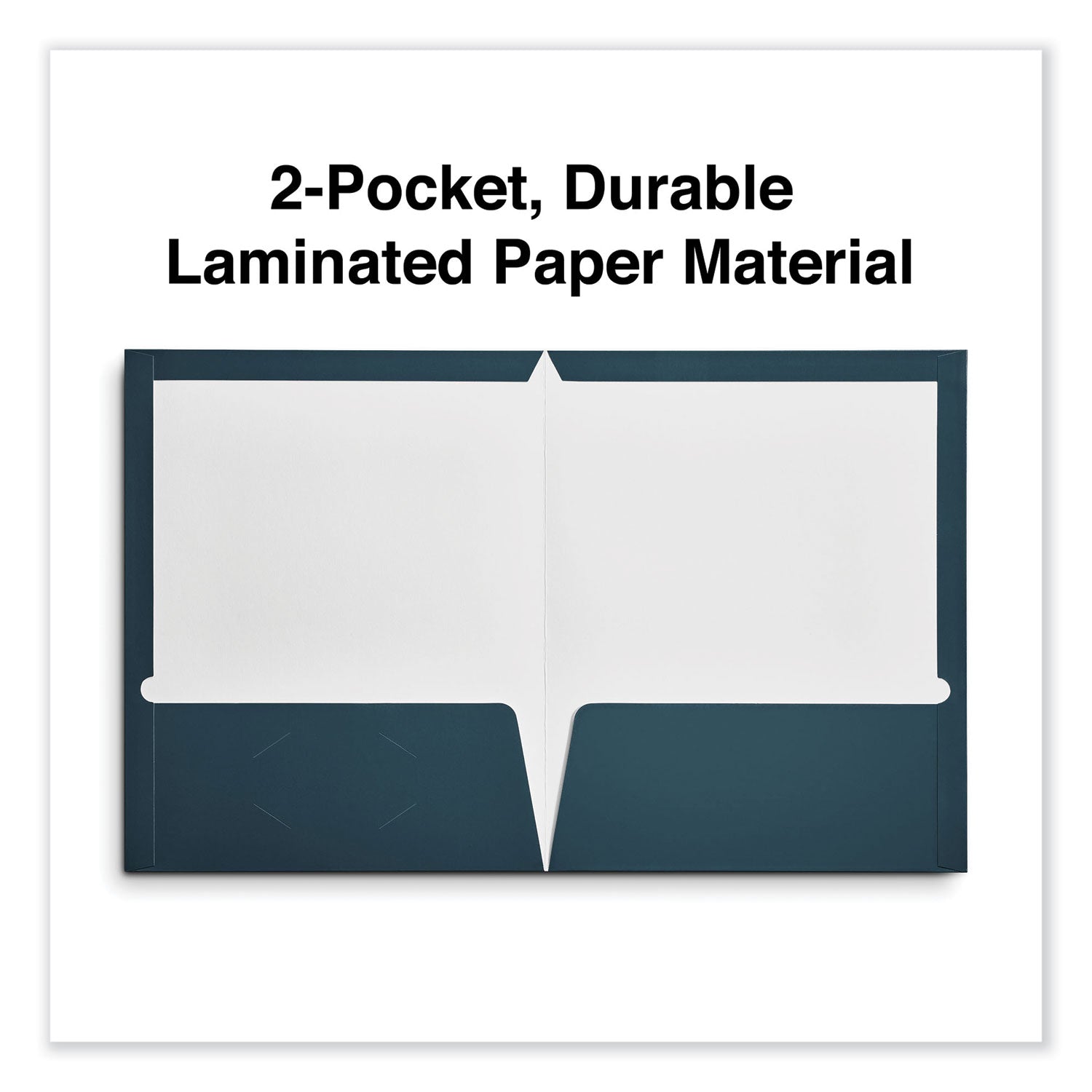 Universal® Laminated Two-Pocket Folder, Cardboard Paper, 100-Sheet Capacity, 11 x 8.5, Navy, 25/Box