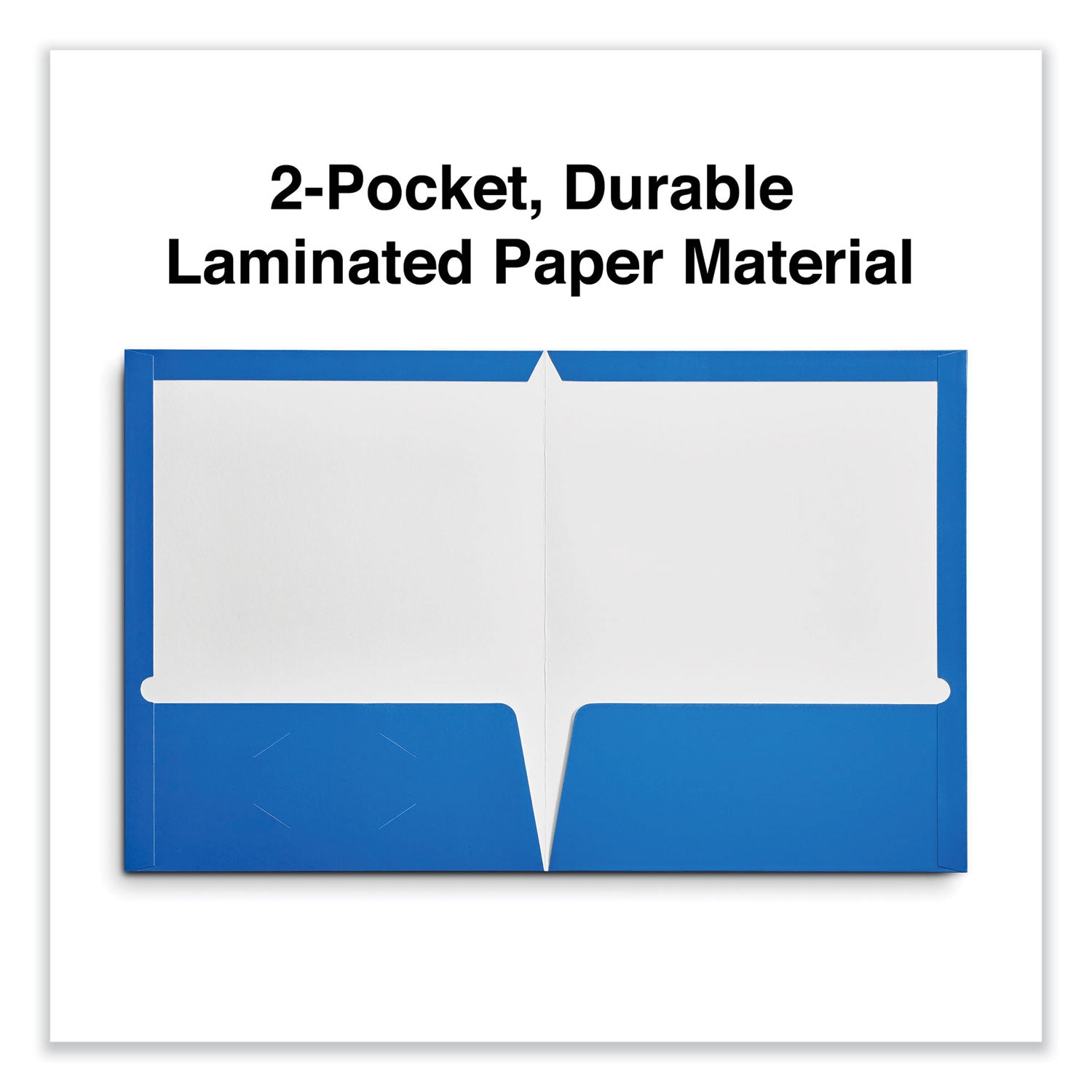 Universal® Laminated Two-Pocket Folder, Cardboard Paper, 100-Sheet Capacity, 11 x 8.5, Blue, 25/Box