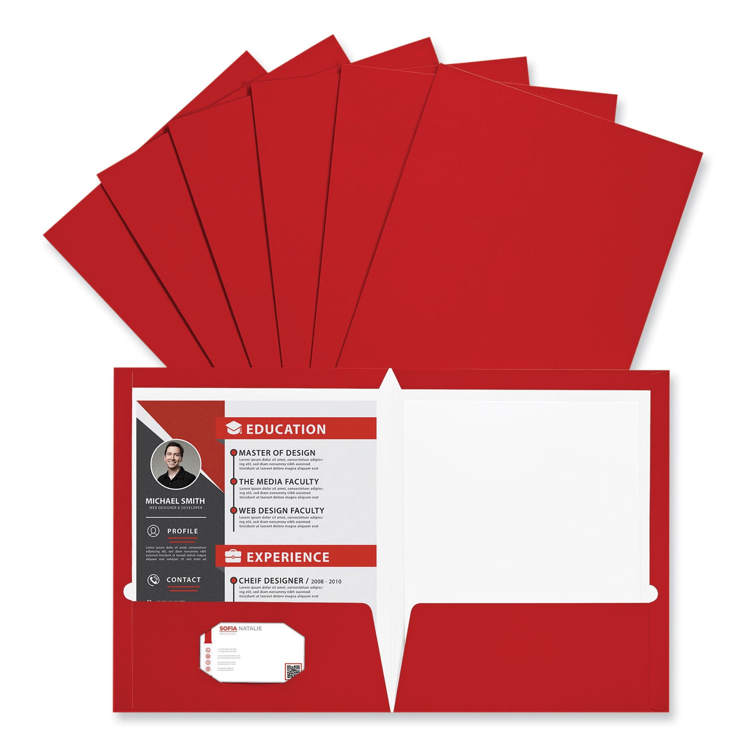 Universal® Laminated Two-Pocket Folder, Cardboard Paper, 100-Sheet Capacity, 11 x 8.5, Red, 25/Box