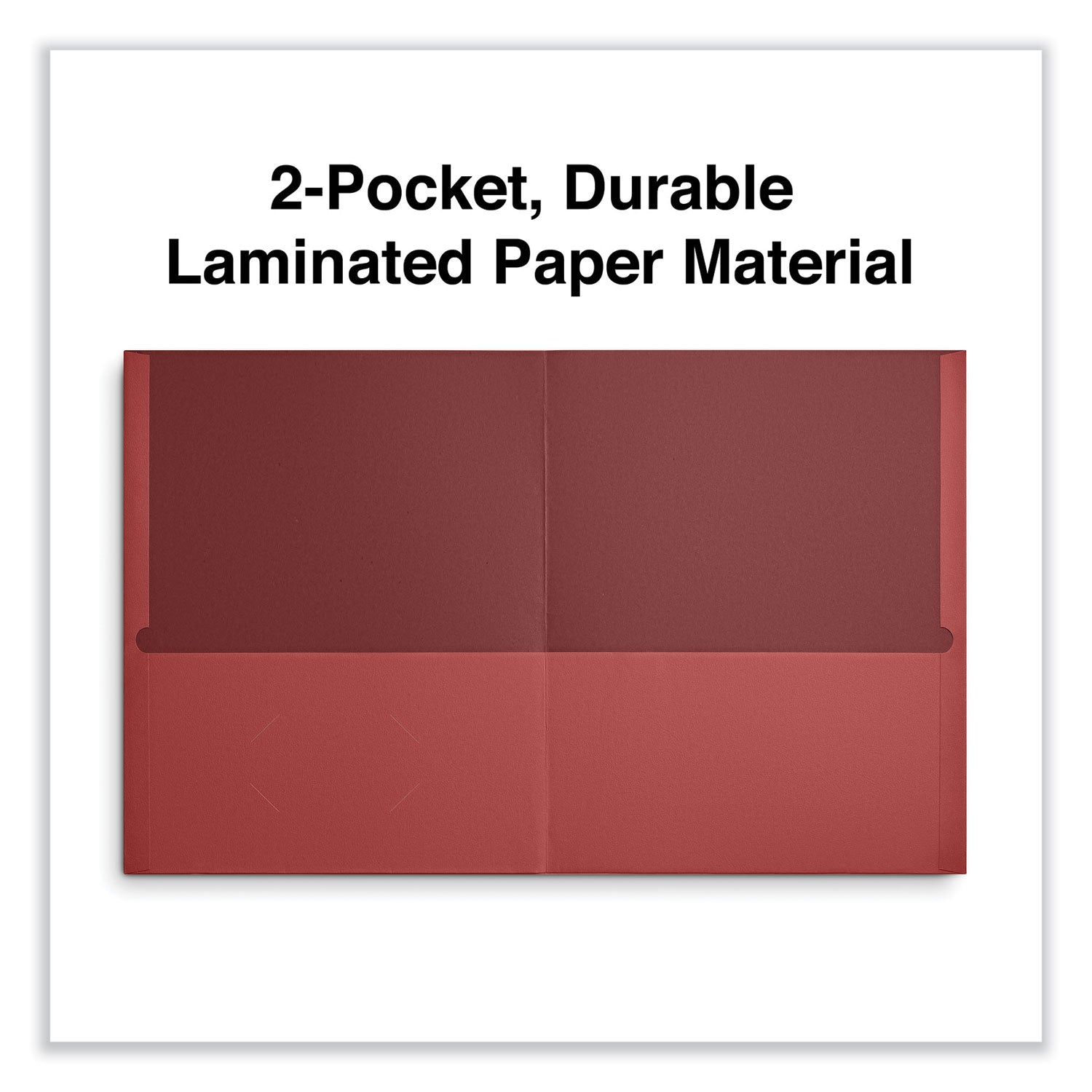 Universal® Two-Pocket Portfolio, Embossed Leather Grain Paper, 11 x 8.5, Red, 25/Box