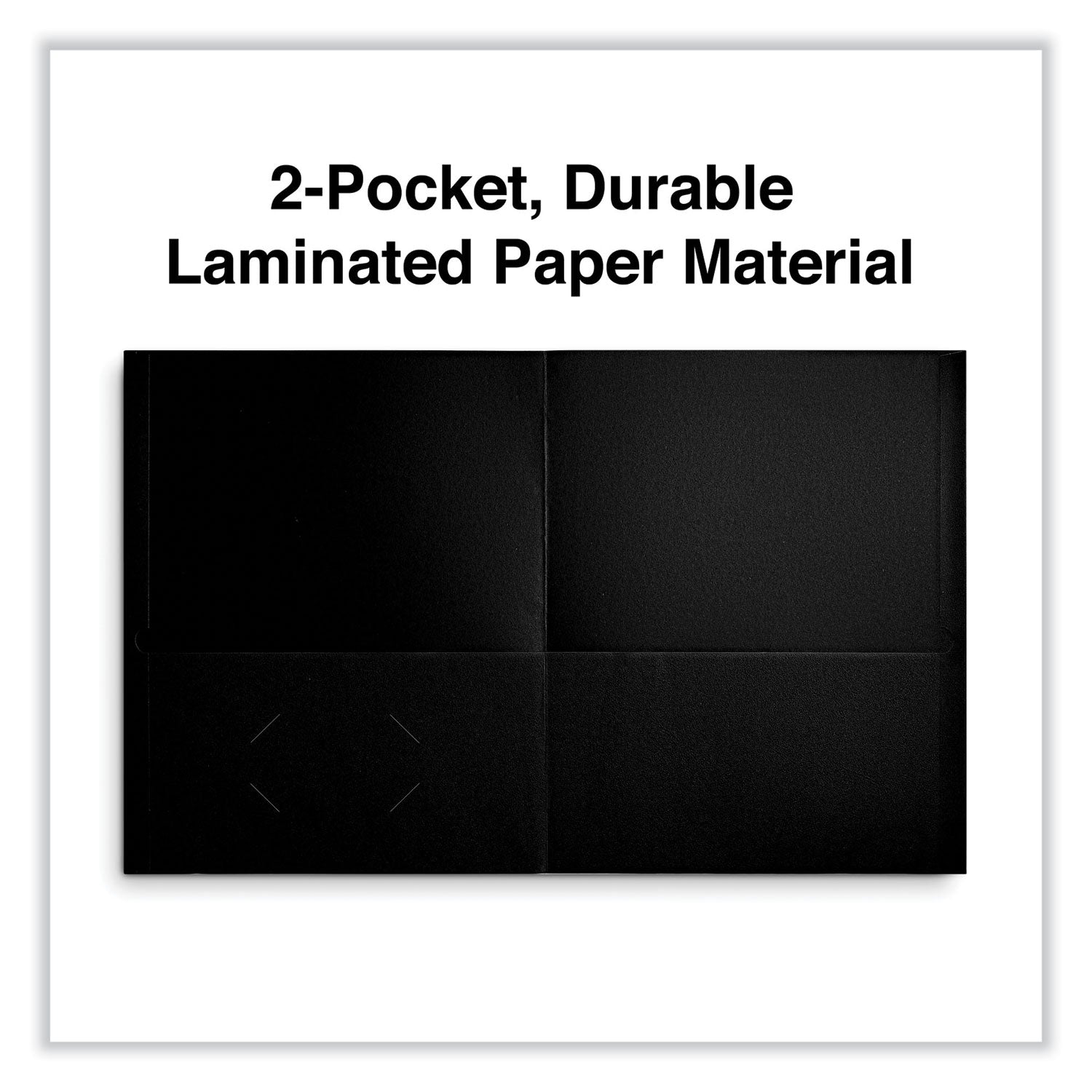 Universal® Two-Pocket Portfolio, Embossed Leather Grain Paper, 11 x 8.5, Black, 25/Box