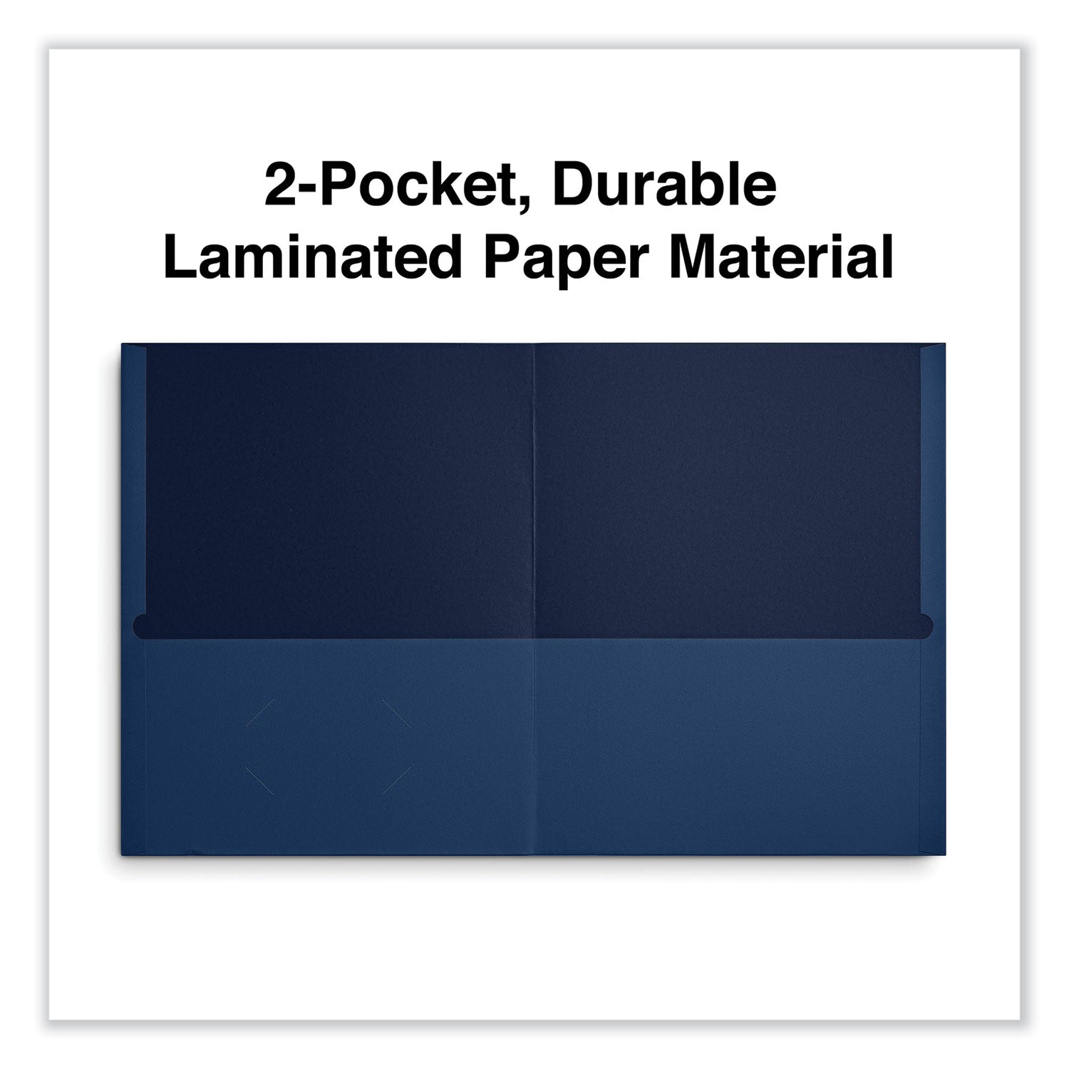 Universal® Two-Pocket Portfolio, Embossed Leather Grain Paper, 11 x 8.5, Dark Blue, 25/Box