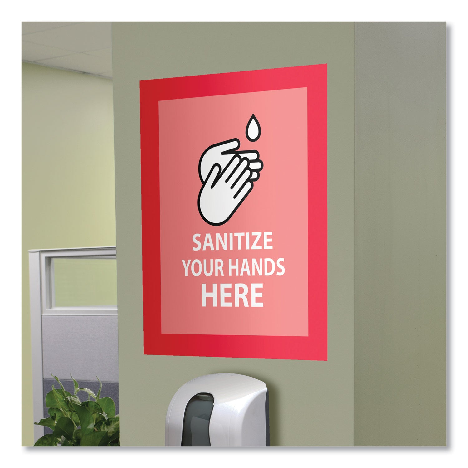 deflecto® Self Adhesive Sign Holders, 11 x 17 Insert, Clear with Red Border, 2/Pack