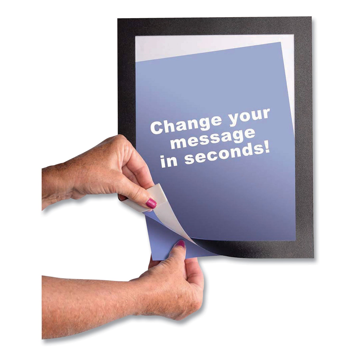 deflecto® Self Adhesive Sign Holders, 8.5 x 11 Insert, Clear with Black Border, 2/Pack