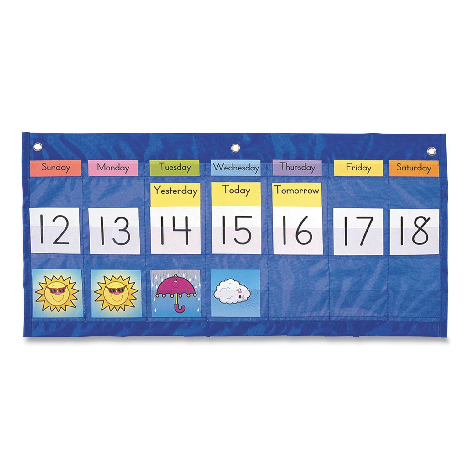 Weekly Calendar with Weather, 21 Pockets, 25 x 12.75, Blue