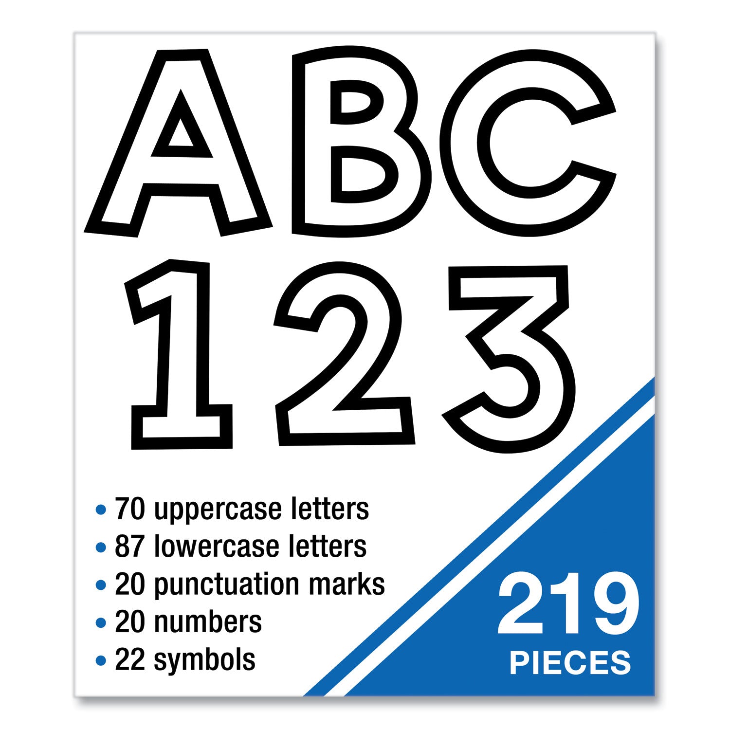 Carson-Dellosa Education EZ Letter Combo Packs, White with Black Trim, 4"h, 219 Characters