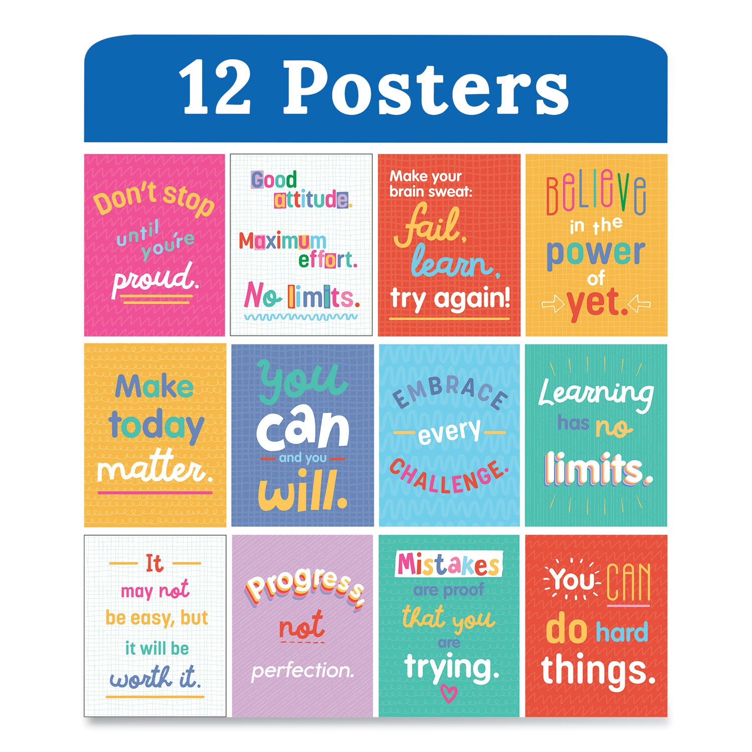 Carson-Dellosa Education Mini Posters, Growth Mindset Quotes, 8.5 x 11, 12/Set