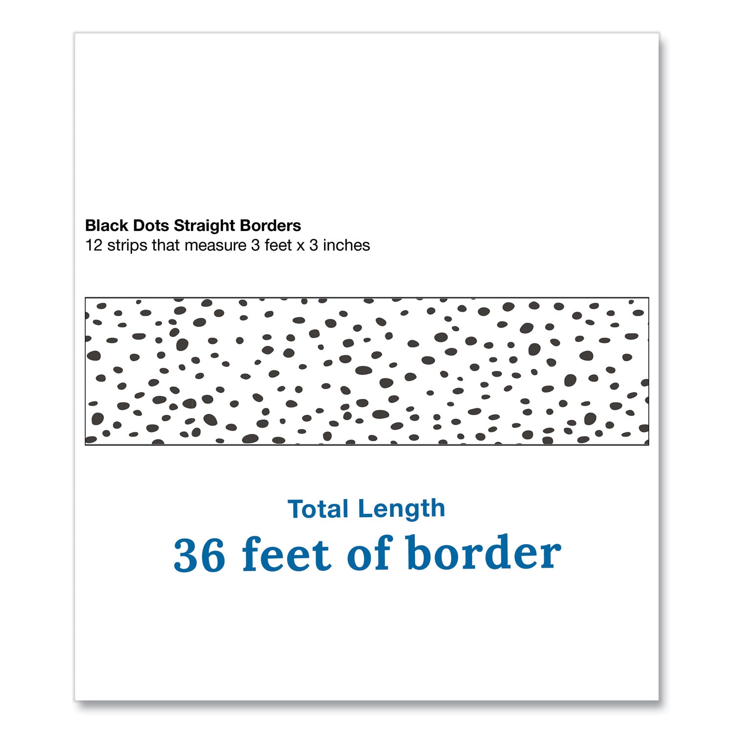 Carson-Dellosa Education Straight Borders, 3" x 3 ft, Black/White Dotted, 12/Pack