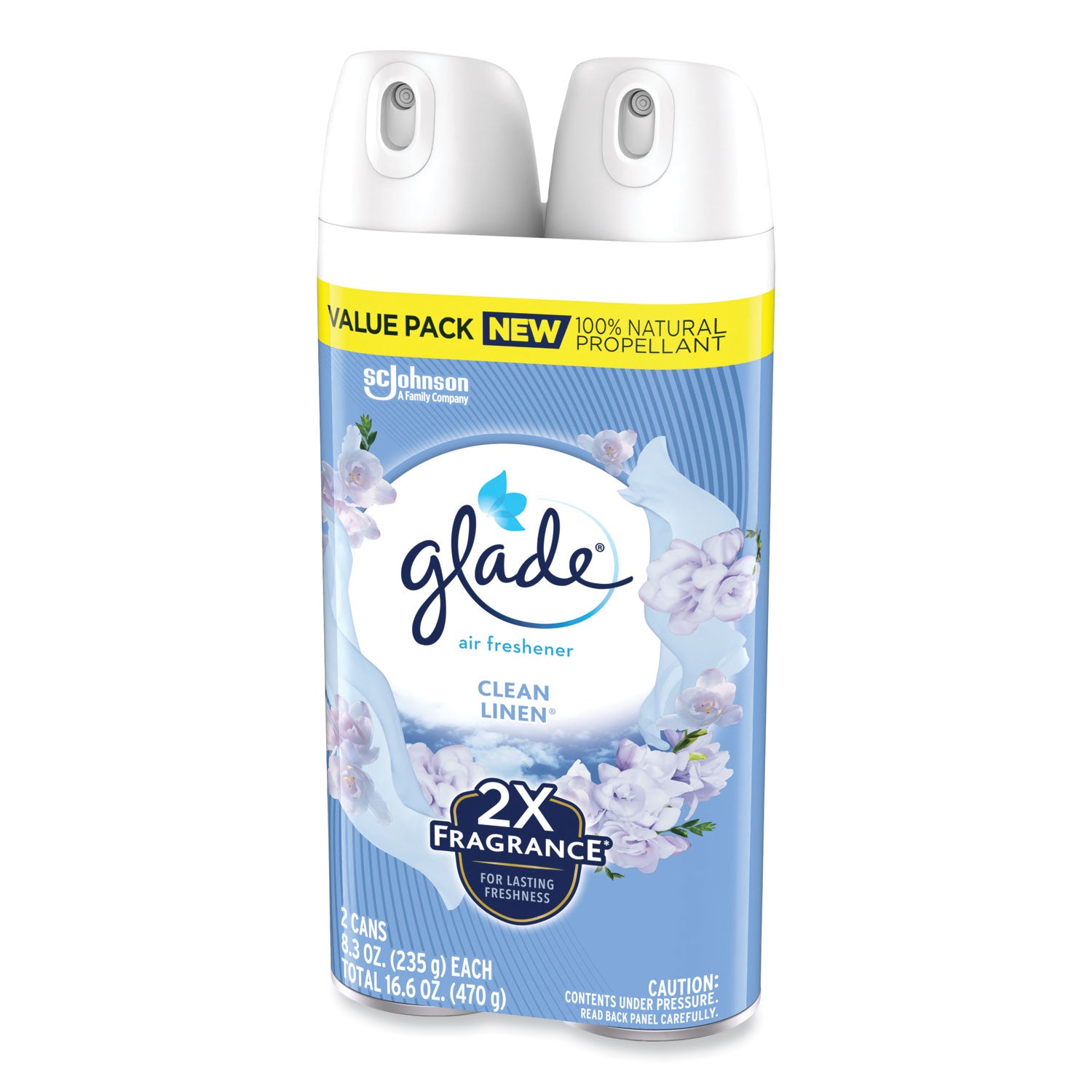 Glade® Air Freshener, Clean Linen Scent, 8.3 oz, 2/Pack, 3Packs/Carton