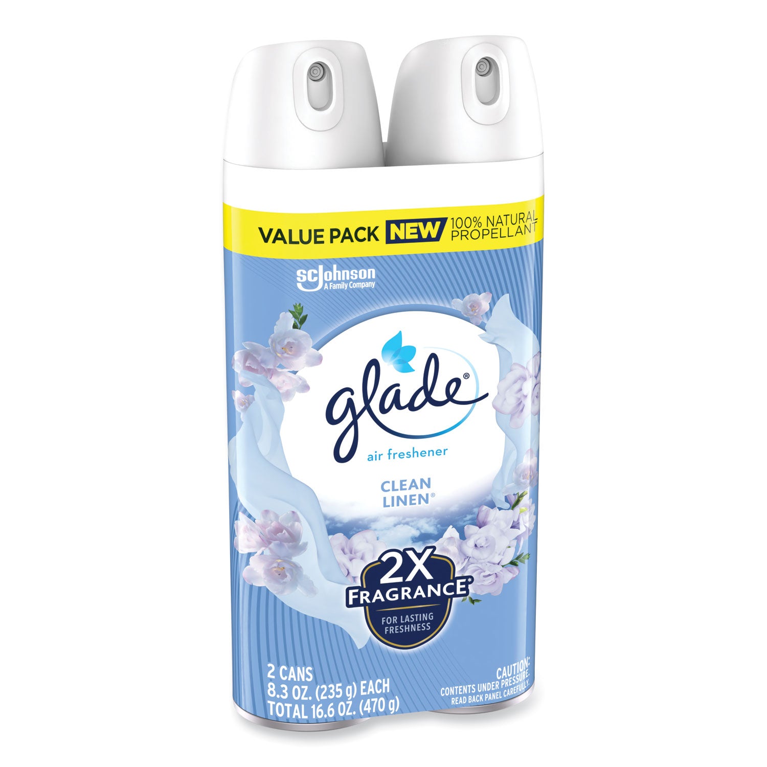 Glade® Air Freshener, Clean Linen Scent, 8.3 oz, 2/Pack, 3Packs/Carton