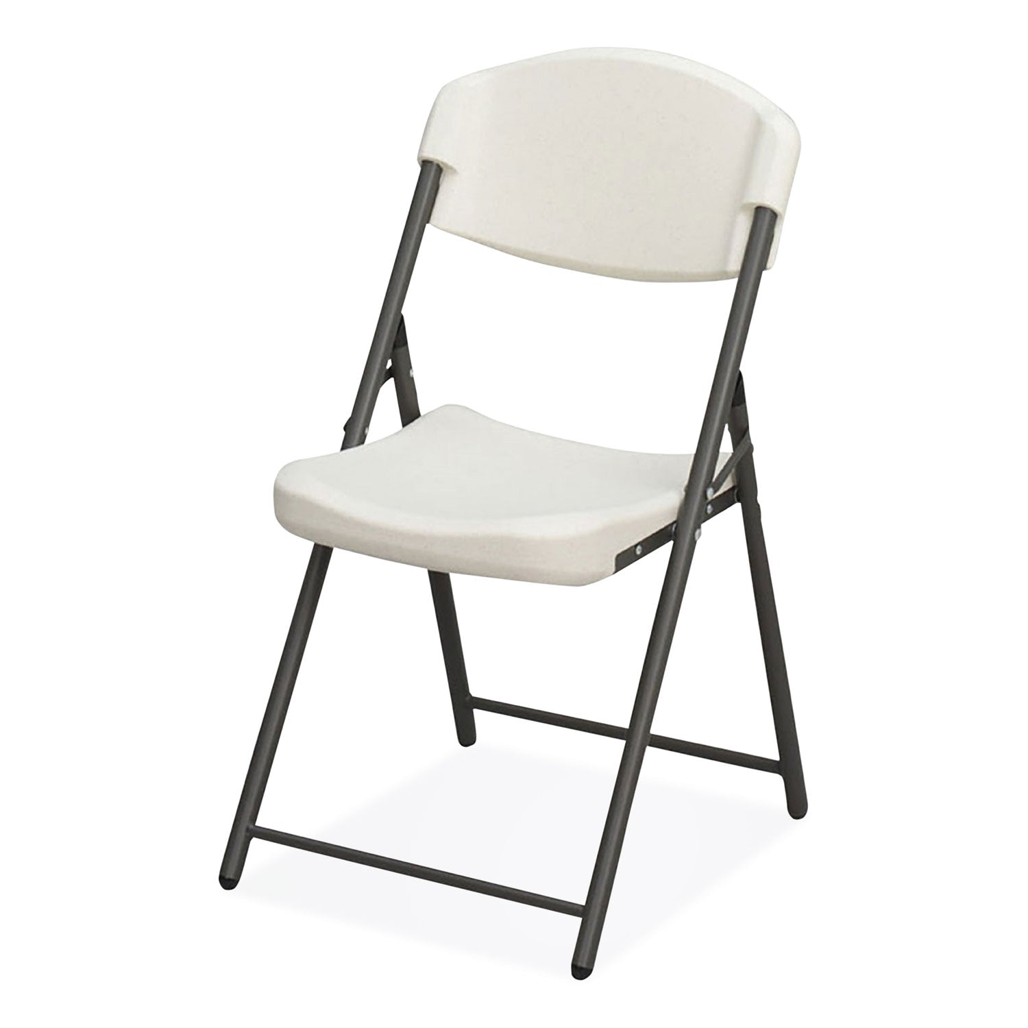 Iceberg Rough n Ready Commercial Folding Chair, Supports Up to 350lb, 18" Seat Height, Platinum Granite Seat/Back, Black Base, 4/Pack