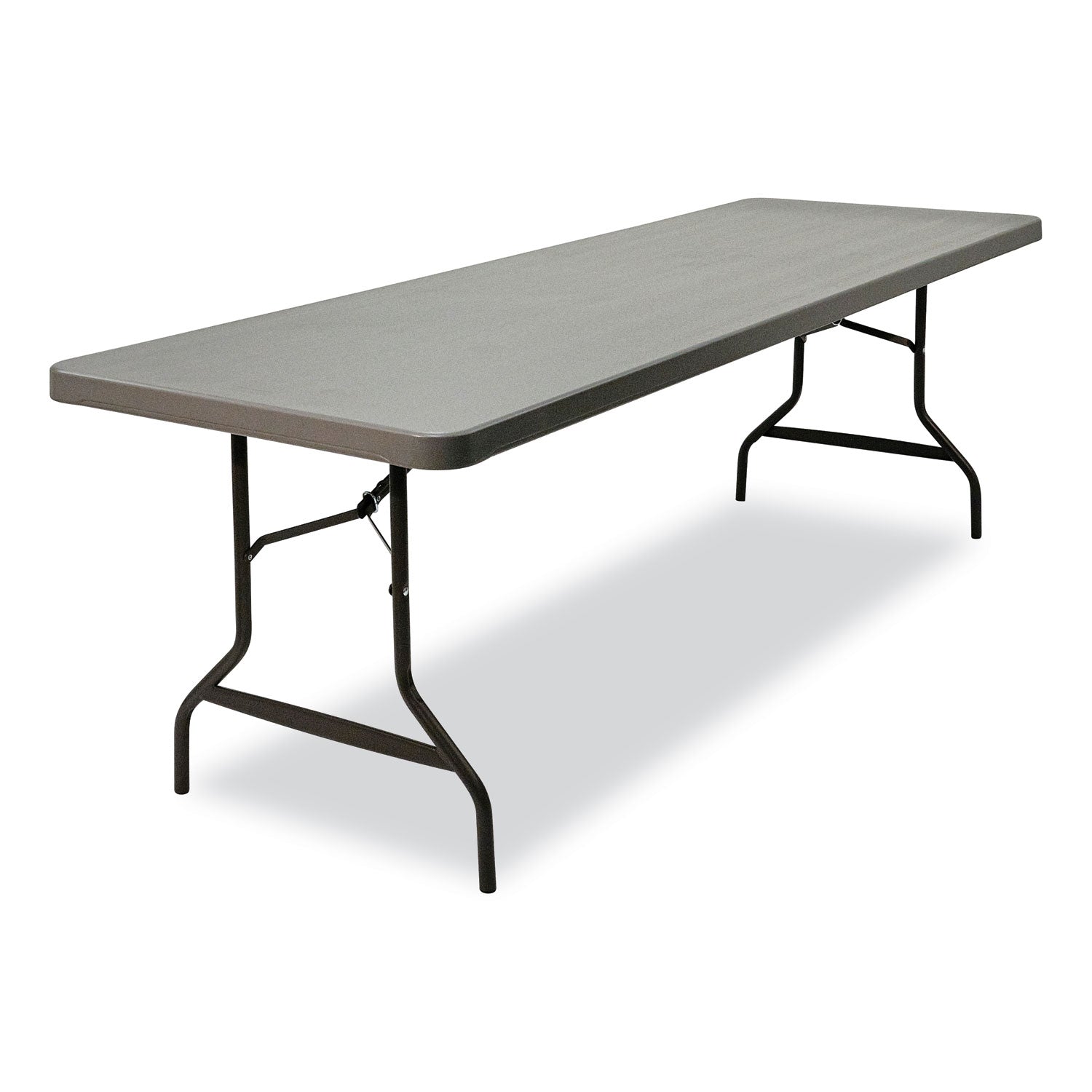 IndestrucTable Commercial Folding Table, Rectangular, 96" x 30" x 29", Charcoal Top, Charcoal Base/Legs